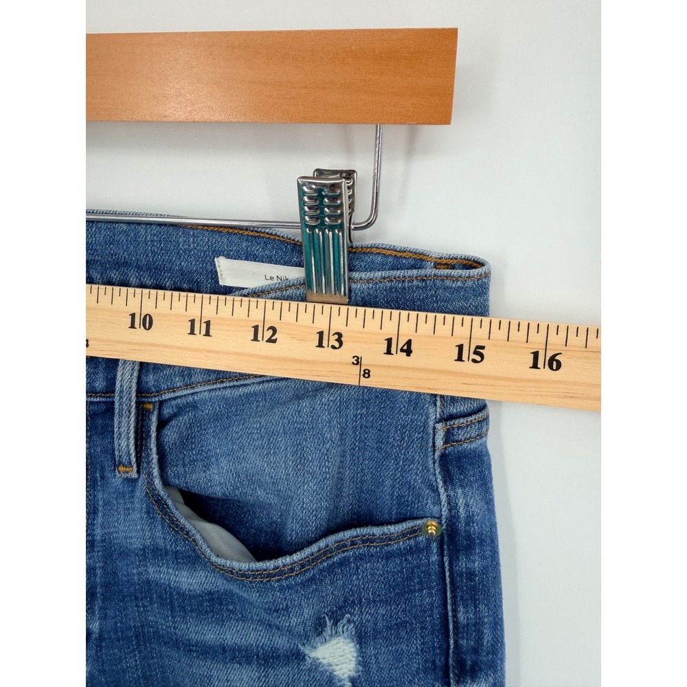 FRAME Le Nik Slim Straight Jeans Blue Distressed Denim Size 27 Medium Wash - Picture 6 of 9